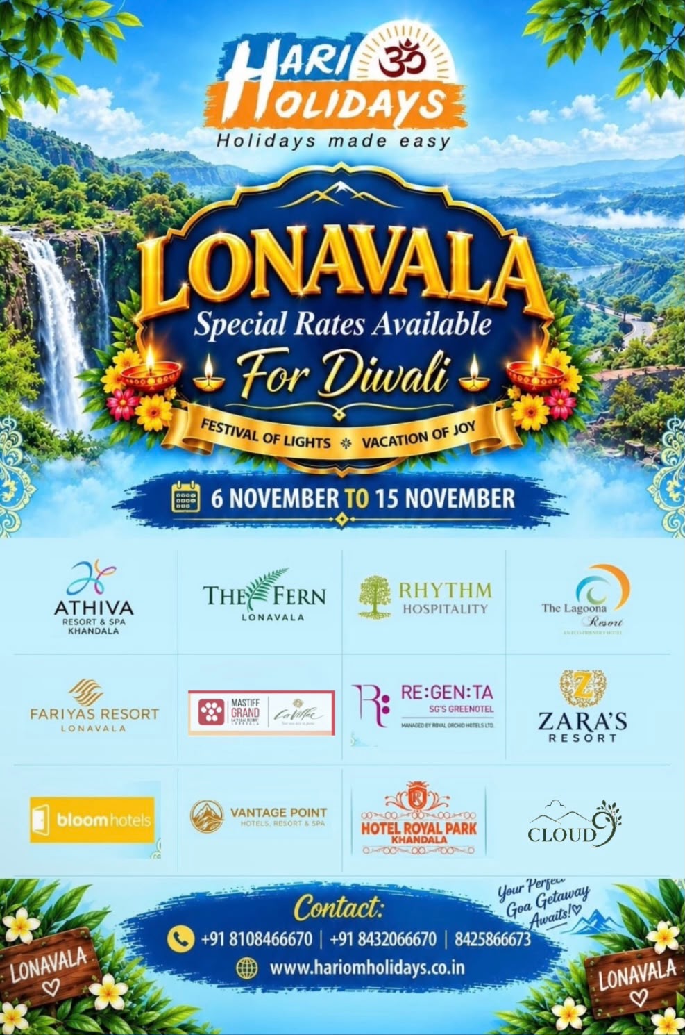 Lonavala Special Rates Available For Diwali